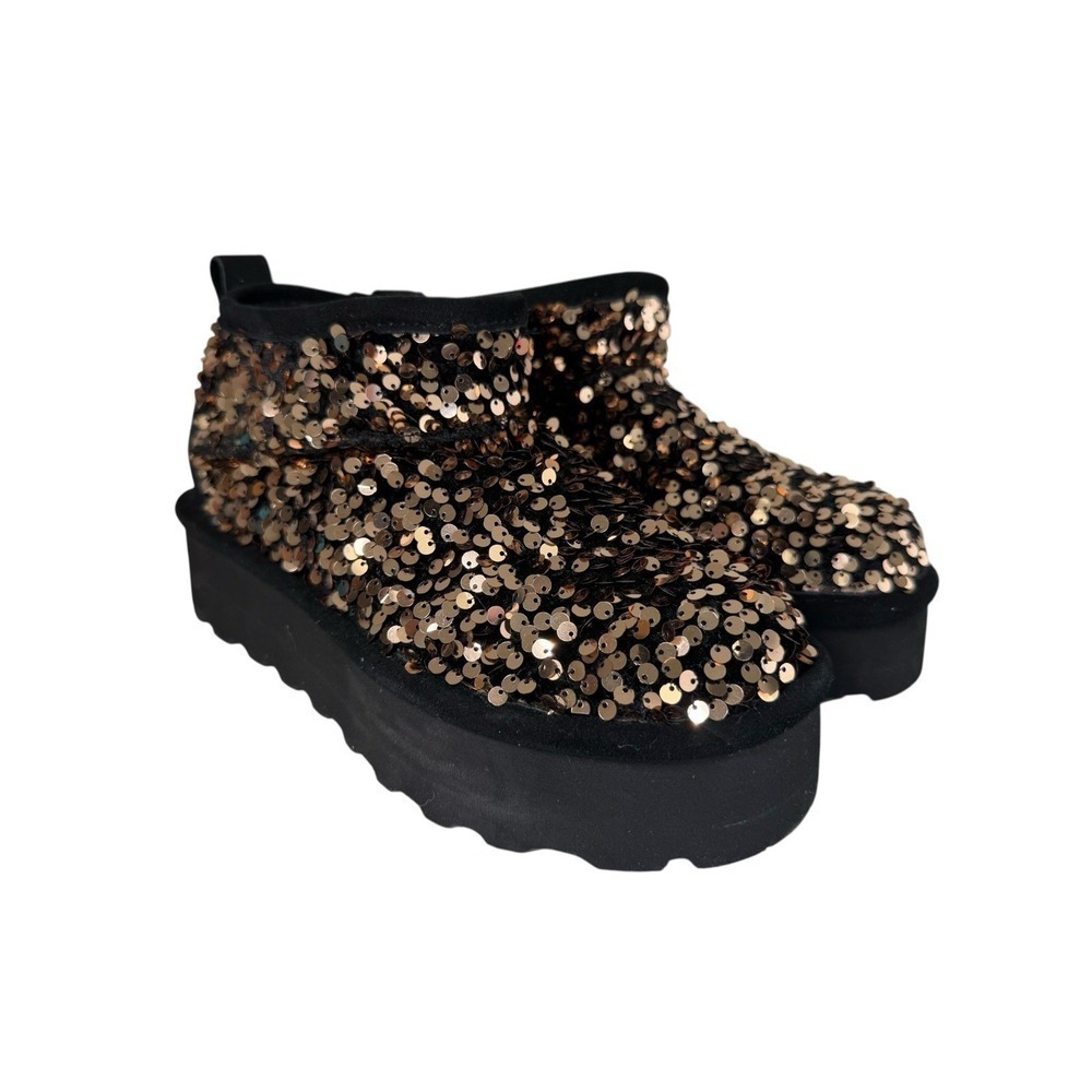 Bearpaw Women's Retro Platform Bootie Sydney Sequin Gold Women's Size 7 No Box - Picture 6 of 6